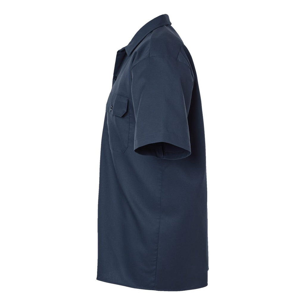 Dickies Men's Short Sleeve Work Shirt Embroidery - Dark Navy - Direct Side
