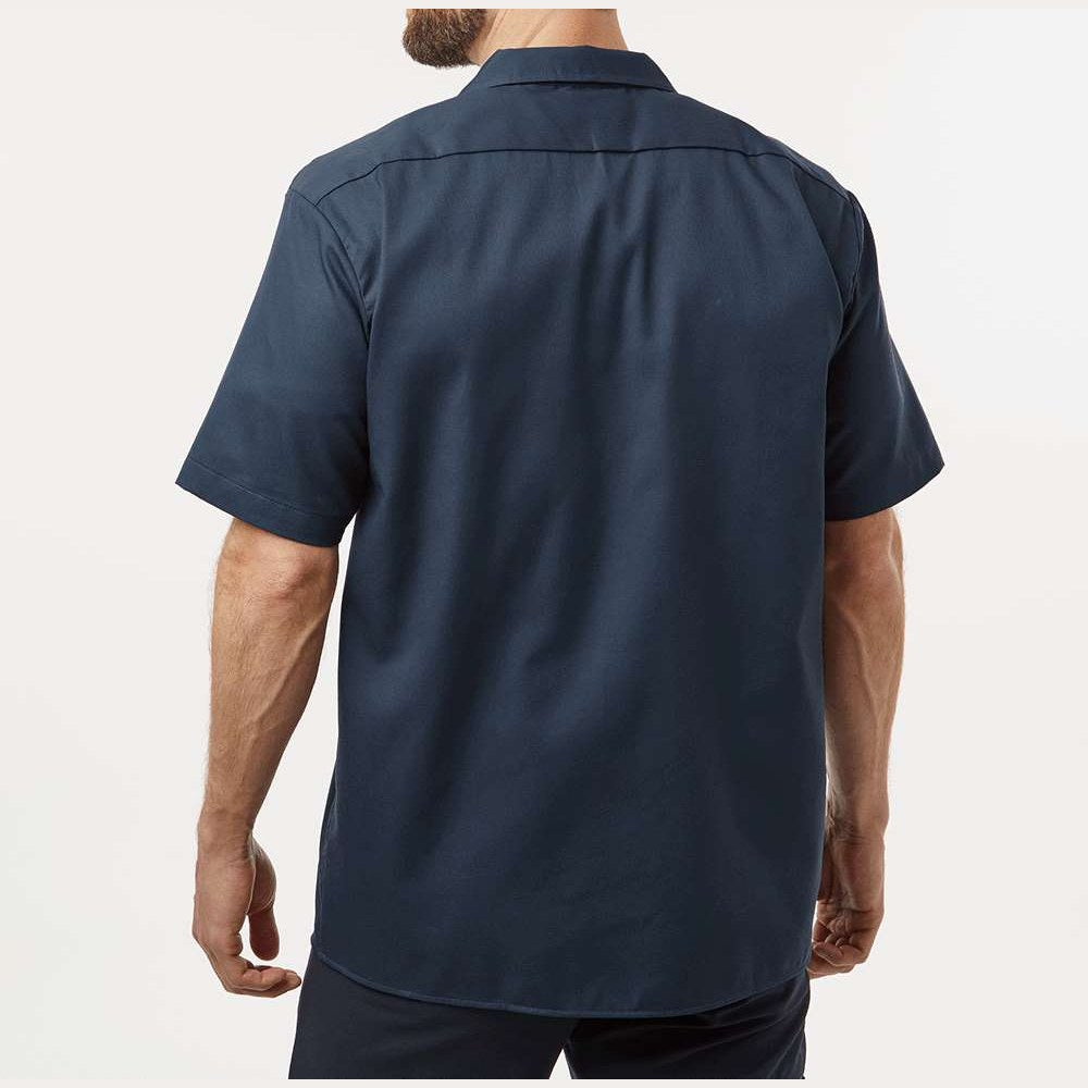Dickies Men's Short Sleeve Work Shirt Embroidery - Dark Navy - On Model Back