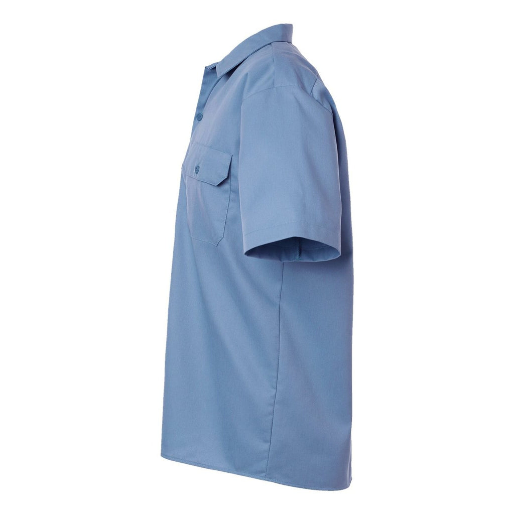 Dickies Men's Short Sleeve Work Shirt Embroidery - Gulf Blue - Direct Side