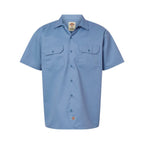 Dickies Men's Short Sleeve Work Shirt Embroidery - Gulf Blue - Front