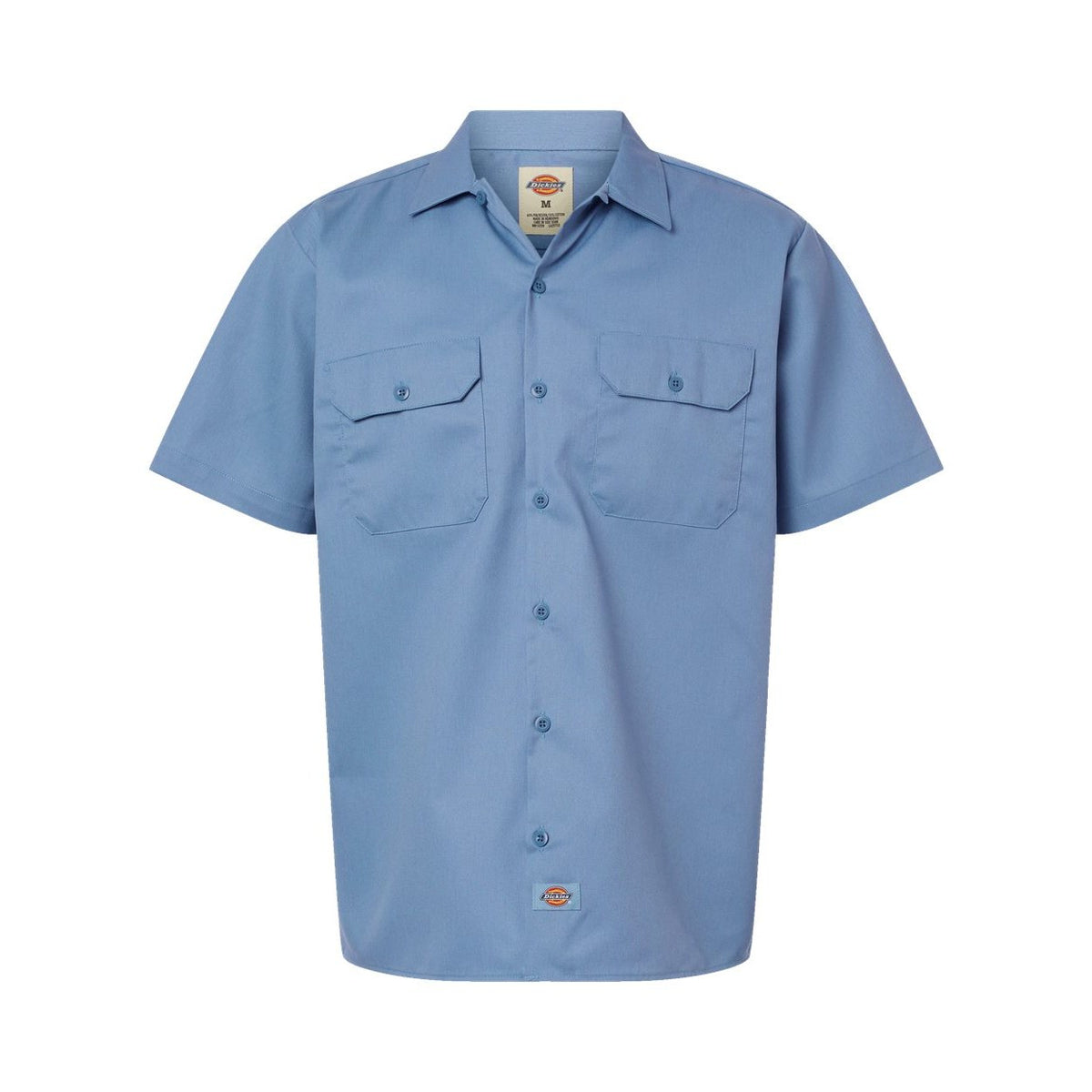 Dickies Men's Short Sleeve Work Shirt Embroidery - Gulf Blue - Front