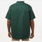 Dickies Men's Short Sleeve Work Shirt Embroidery - Hunter Green - On Model Back