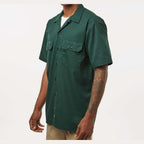 Dickies Men's Short Sleeve Work Shirt Embroidery - Hunter Green - On Model Side
