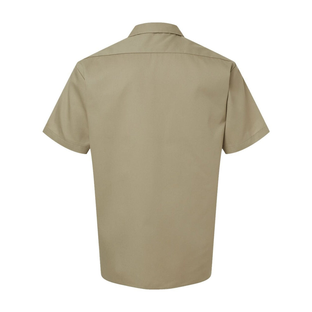 Dickies Men's Short Sleeve Work Shirt Embroidery - Khaki - Back