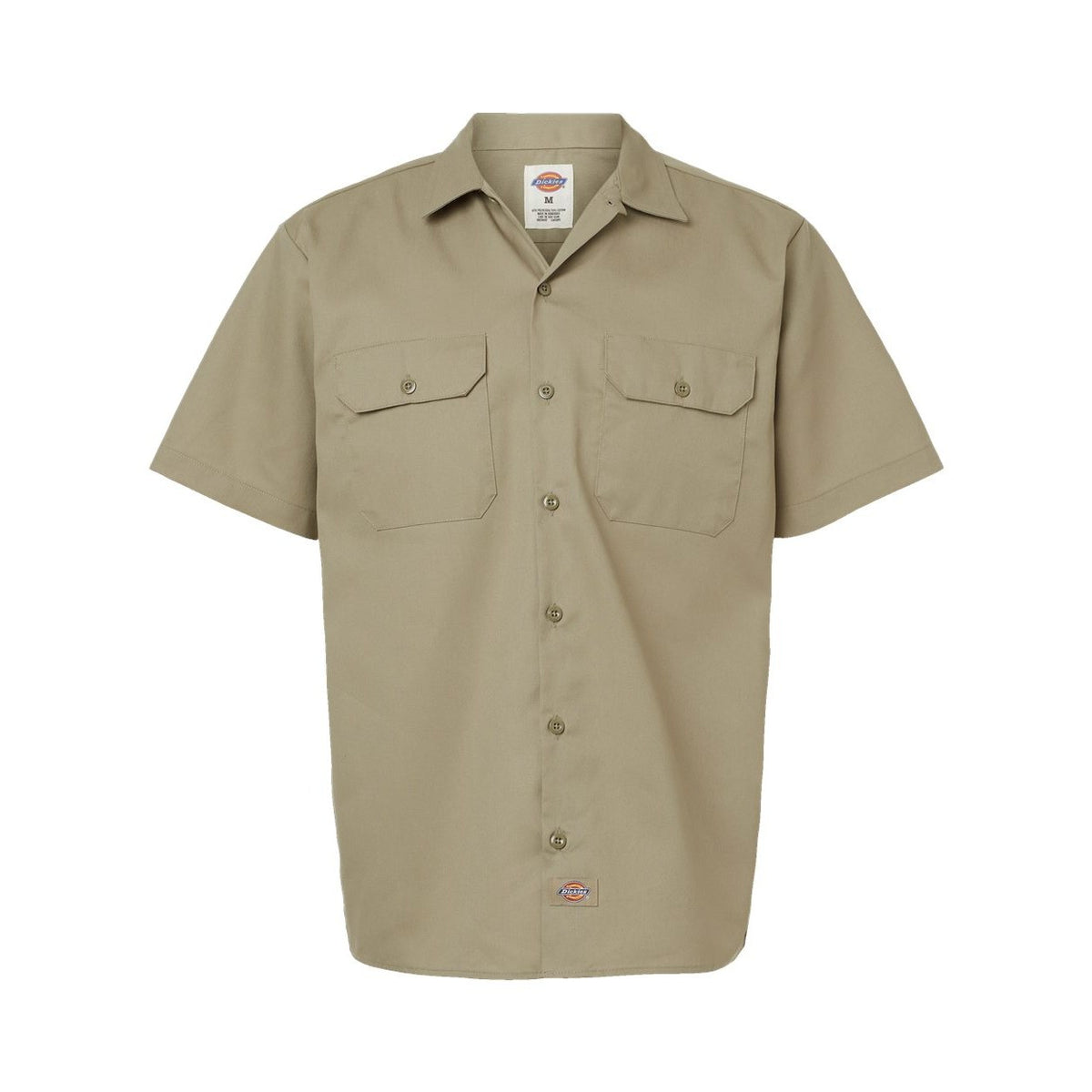 Dickies Men's Short Sleeve Work Shirt Embroidery - Khaki - Front