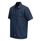 Dickies Men's Short Sleeve Work Shirt Embroidery - Navy - Direct Side