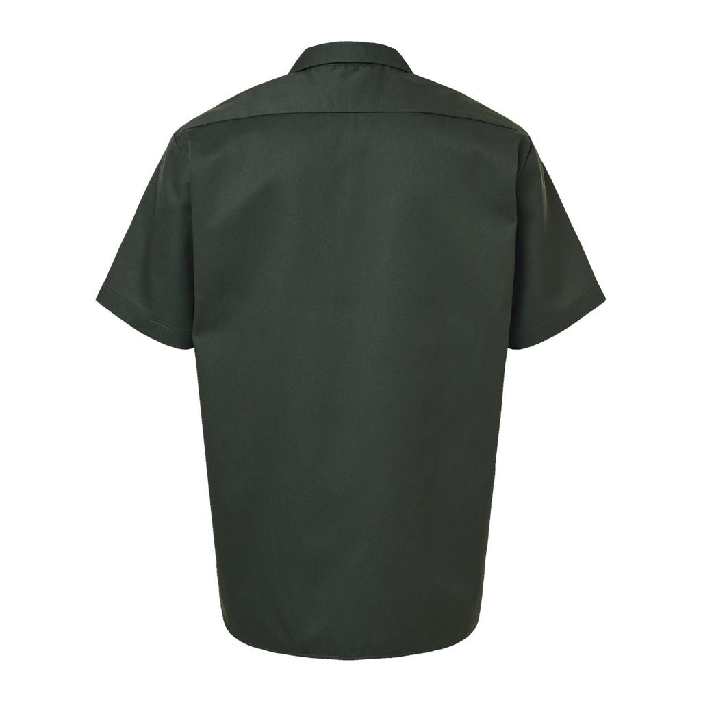 Dickies Men's Short Sleeve Work Shirt Embroidery - Olive Green - Back