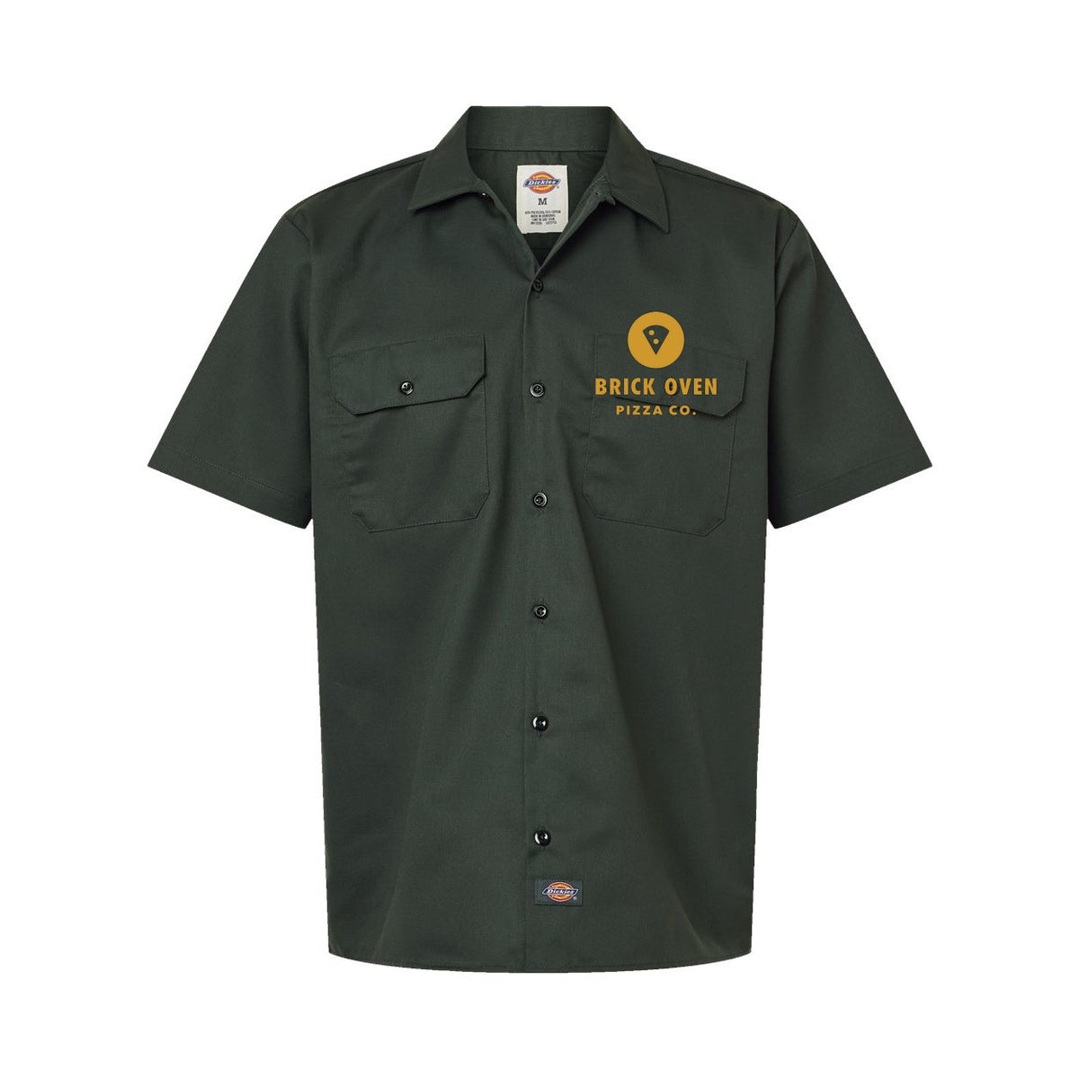 Dickies Men's Short Sleeve Work Shirt Embroidery - Olive Green - Front