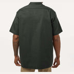 Dickies Men's Short Sleeve Work Shirt Embroidery - Olive Green - On Model Back