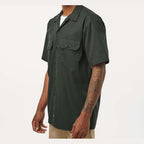 Dickies Men's Short Sleeve Work Shirt Embroidery - Olive Green - On Model Side