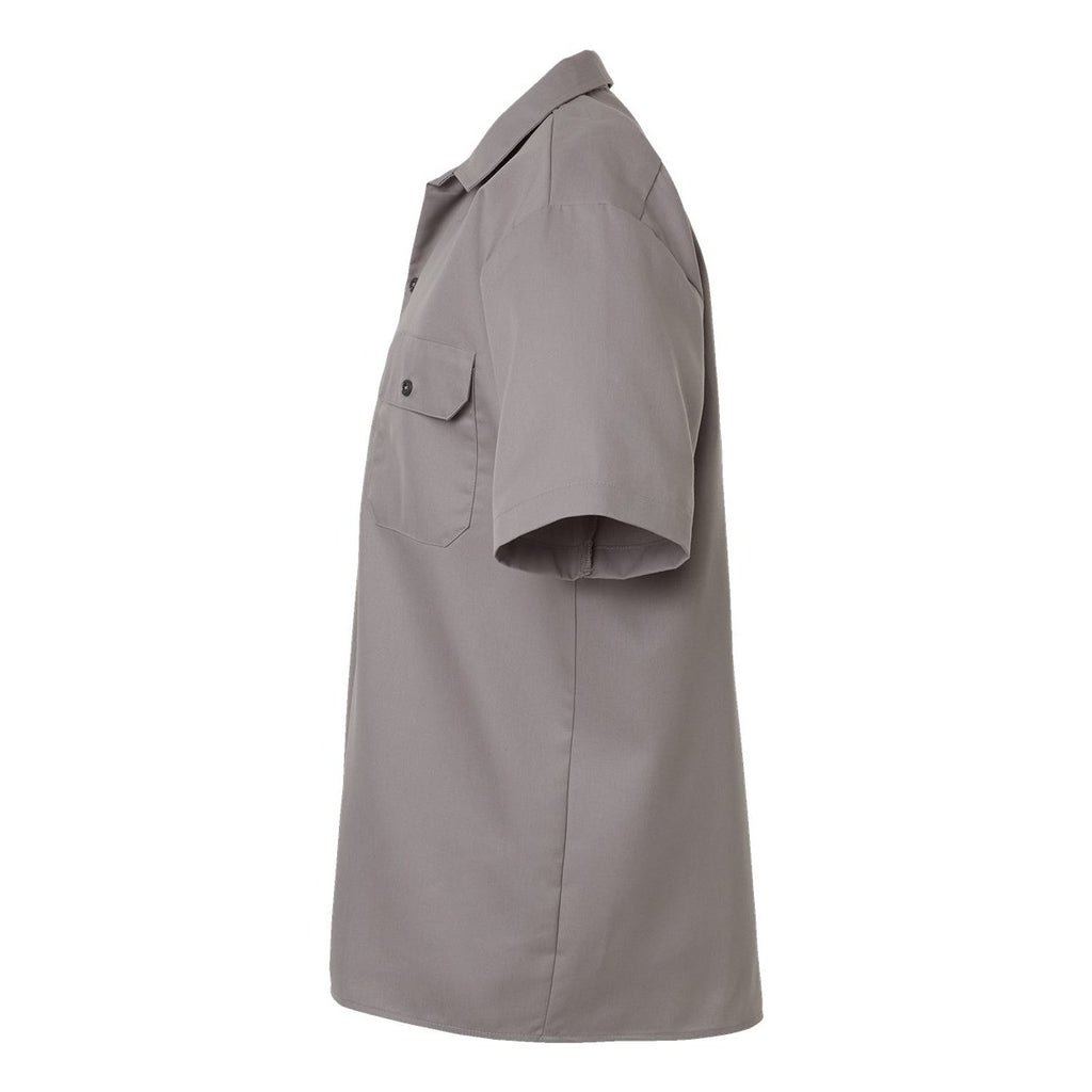 Dickies Men's Short Sleeve Work Shirt Embroidery - Silver Grey - Direct Side