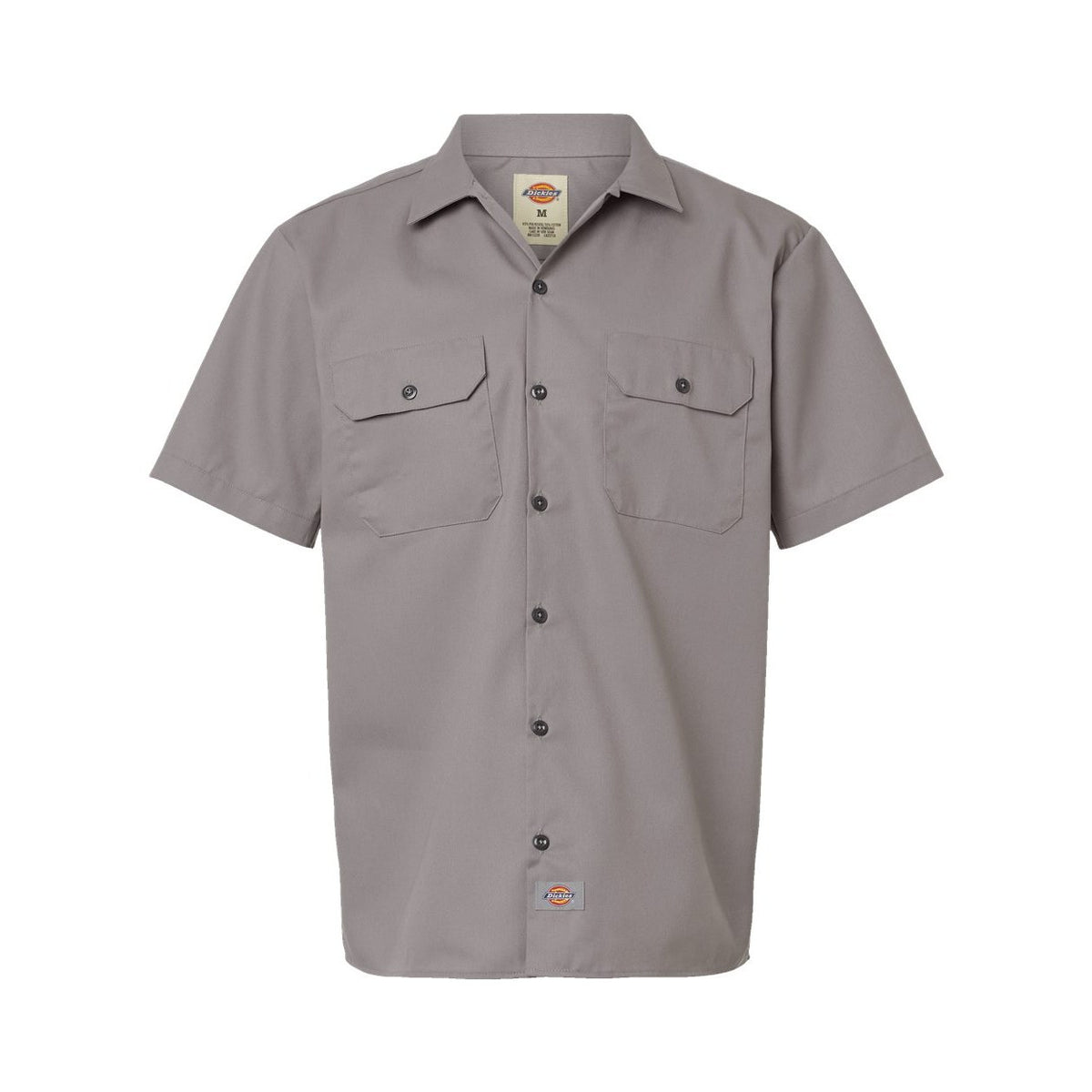 Dickies Men's Short Sleeve Work Shirt Embroidery - Silver Grey - Front