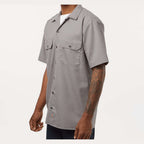 Dickies Men's Short Sleeve Work Shirt Embroidery - Silver Grey - On Model Side