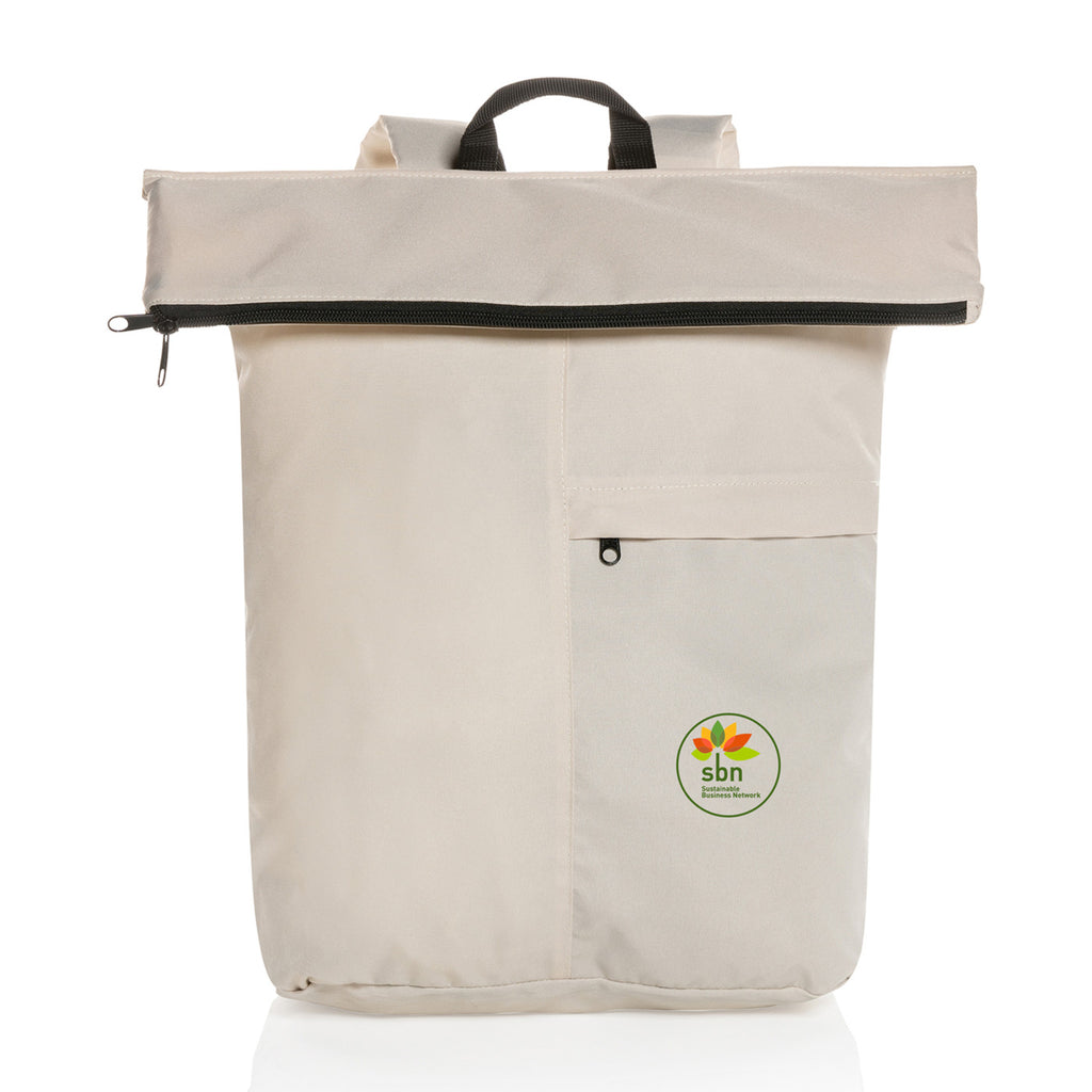 Dillon Packable Backpack in Recycled Polyester - Off White - View 1