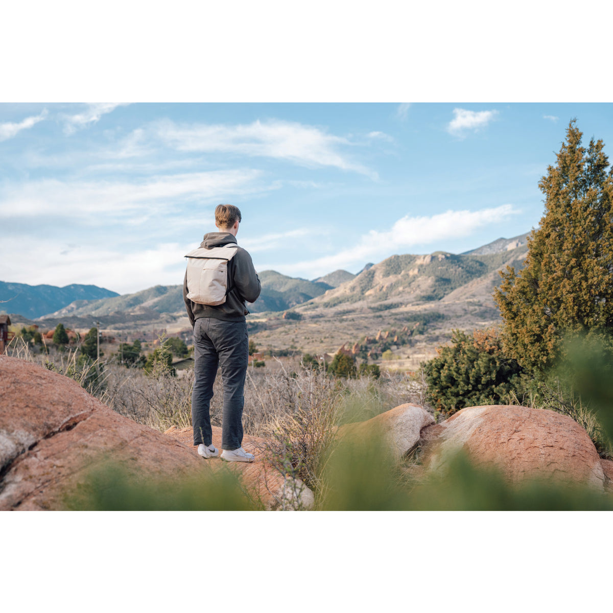 Dillon Packable Backpack in Recycled Polyester - Off White - View 7