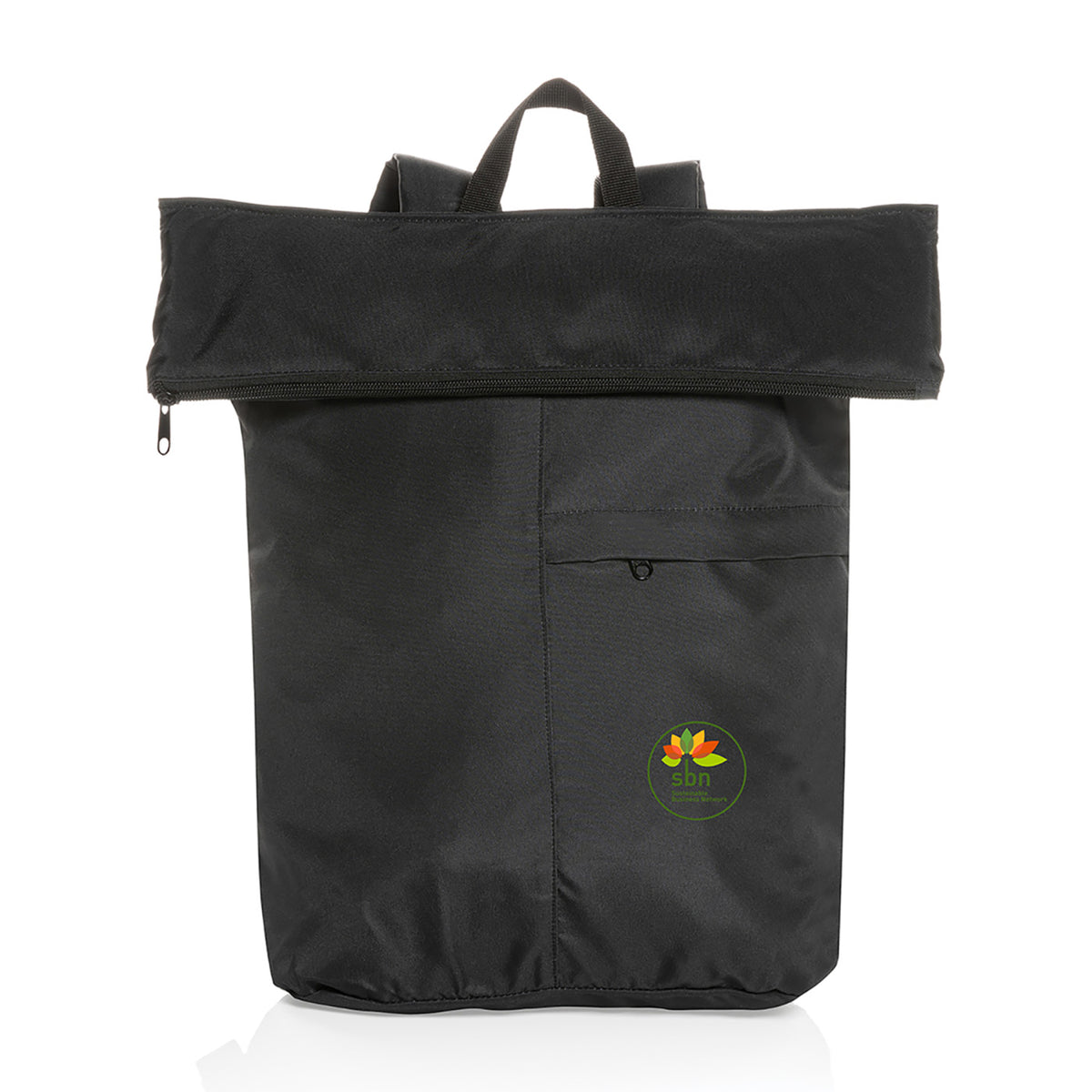 Dillon Packable Backpack in Recycled Polyester Transfer - Black - View 1