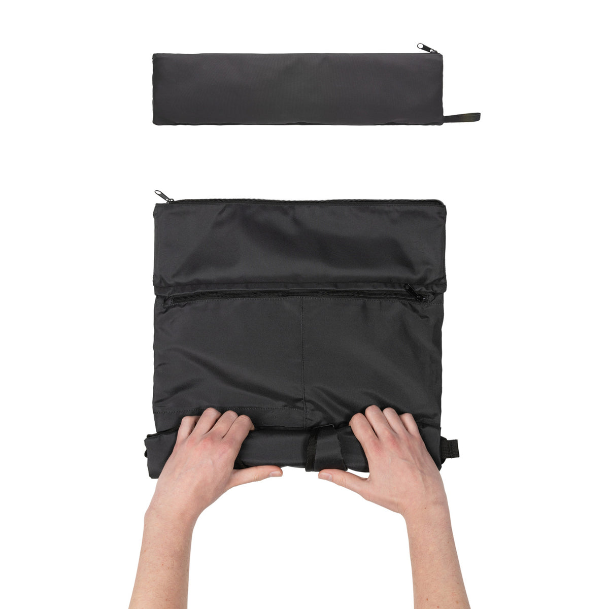 Dillon Packable Backpack in Recycled Polyester Transfer - Black - View 5