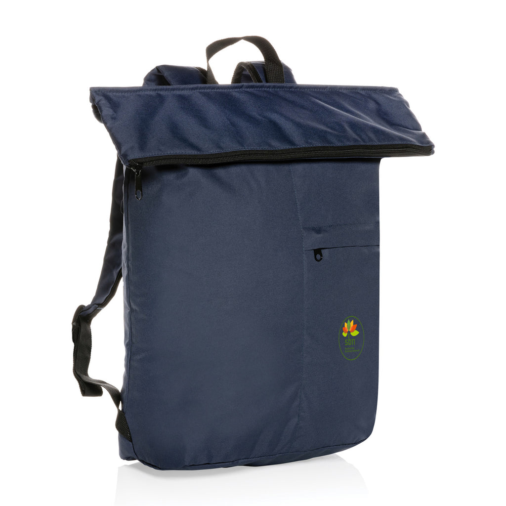Dillon Packable Backpack in Recycled Polyester Transfer - Navy - View 2