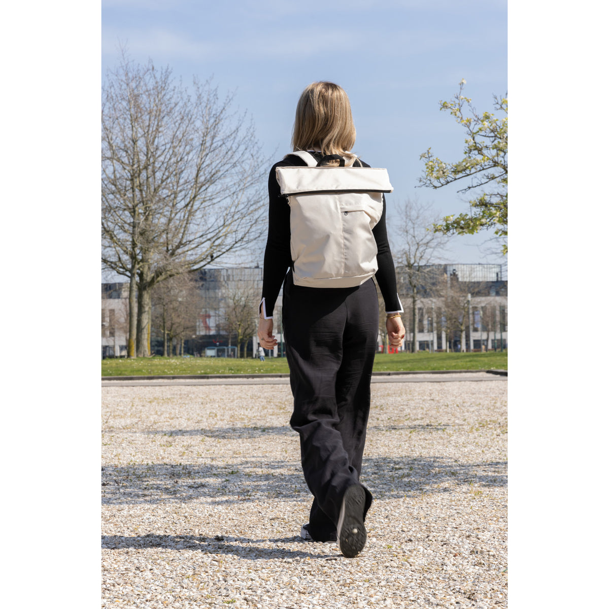 Dillon Packable Backpack in Recycled Polyester Transfer - Off White - View 9