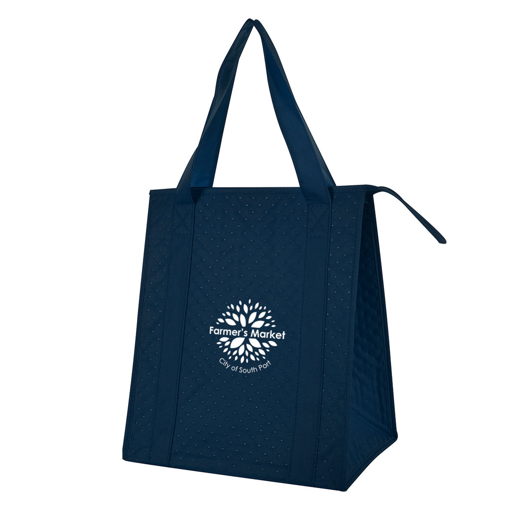 Dimples Cooler Tote Bag, Non-Woven - Navy - Silk Screen