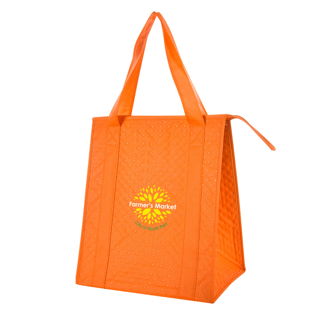 Dimples Cooler Tote Bag, Non-Woven - Orange - Colorbrite