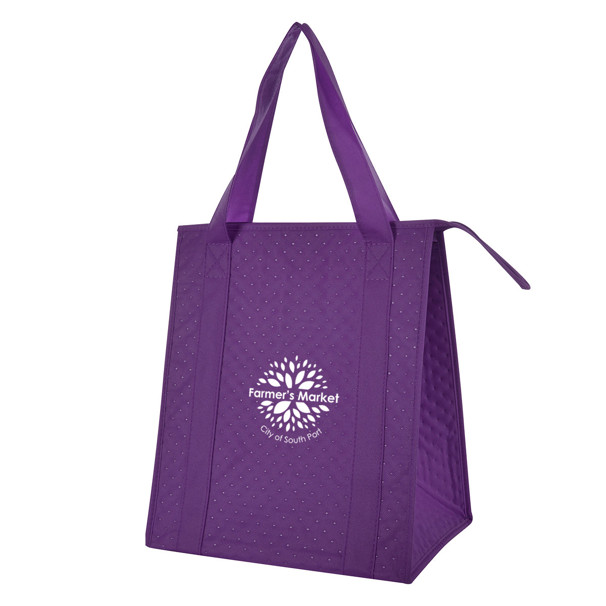 Dimples Cooler Tote Bag, Non-Woven - Purple - Silk Screen