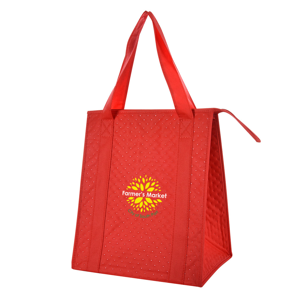 Dimples Cooler Tote Bag, Non-Woven - Red - Colorbrite