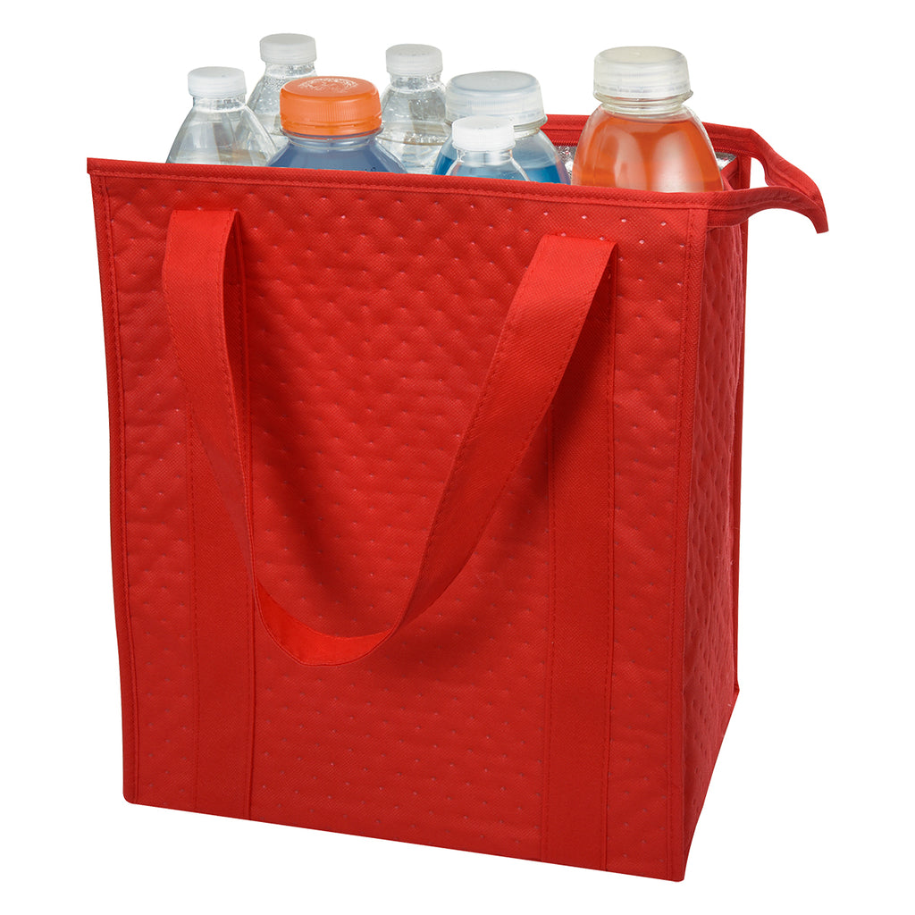 Dimples Cooler Tote Bag, Non-Woven - Red - Propped