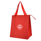 Dimples Cooler Tote Bag, Non-Woven - Red - Silk Screen