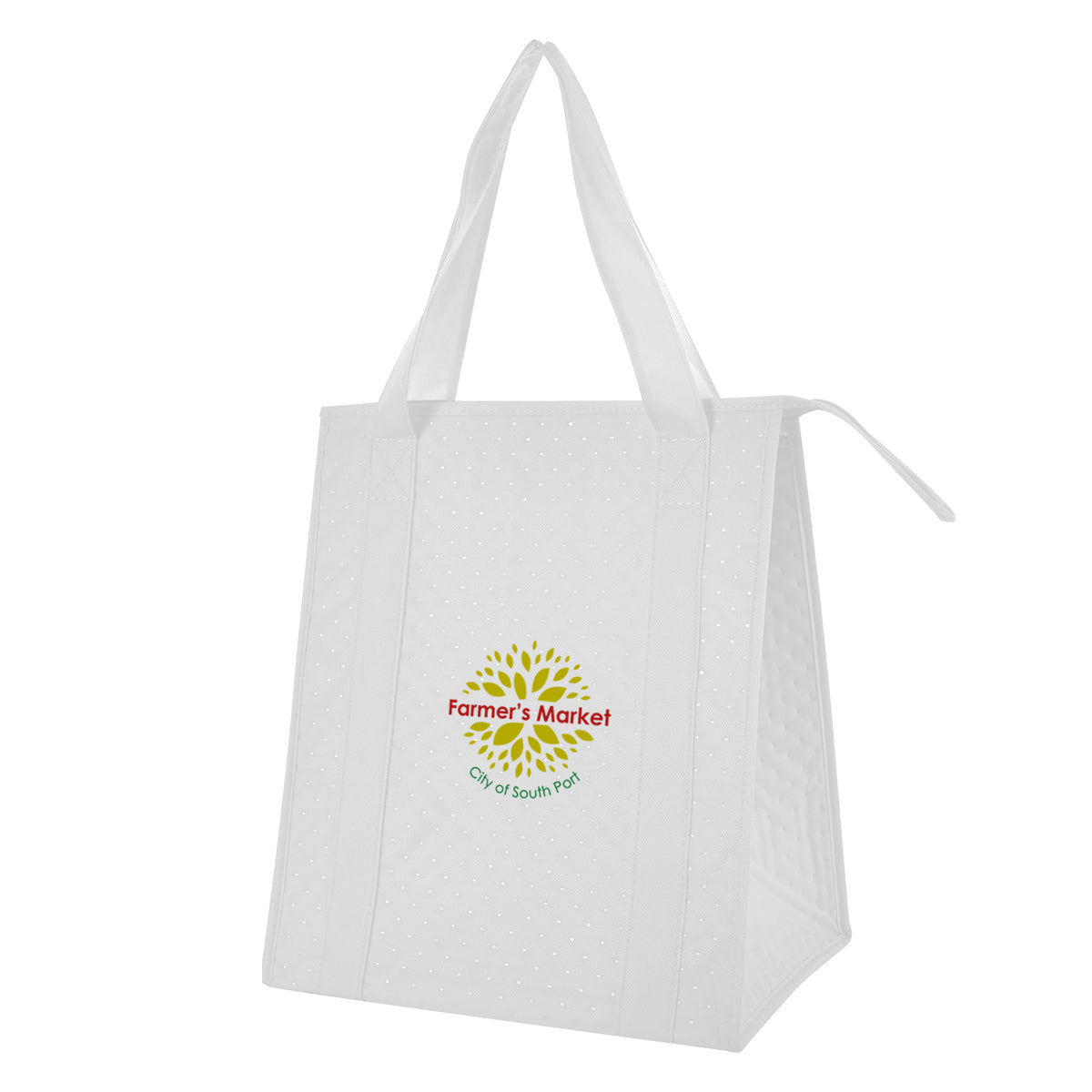 Dimples Cooler Tote Bag, Non-Woven - White - Colorbrite