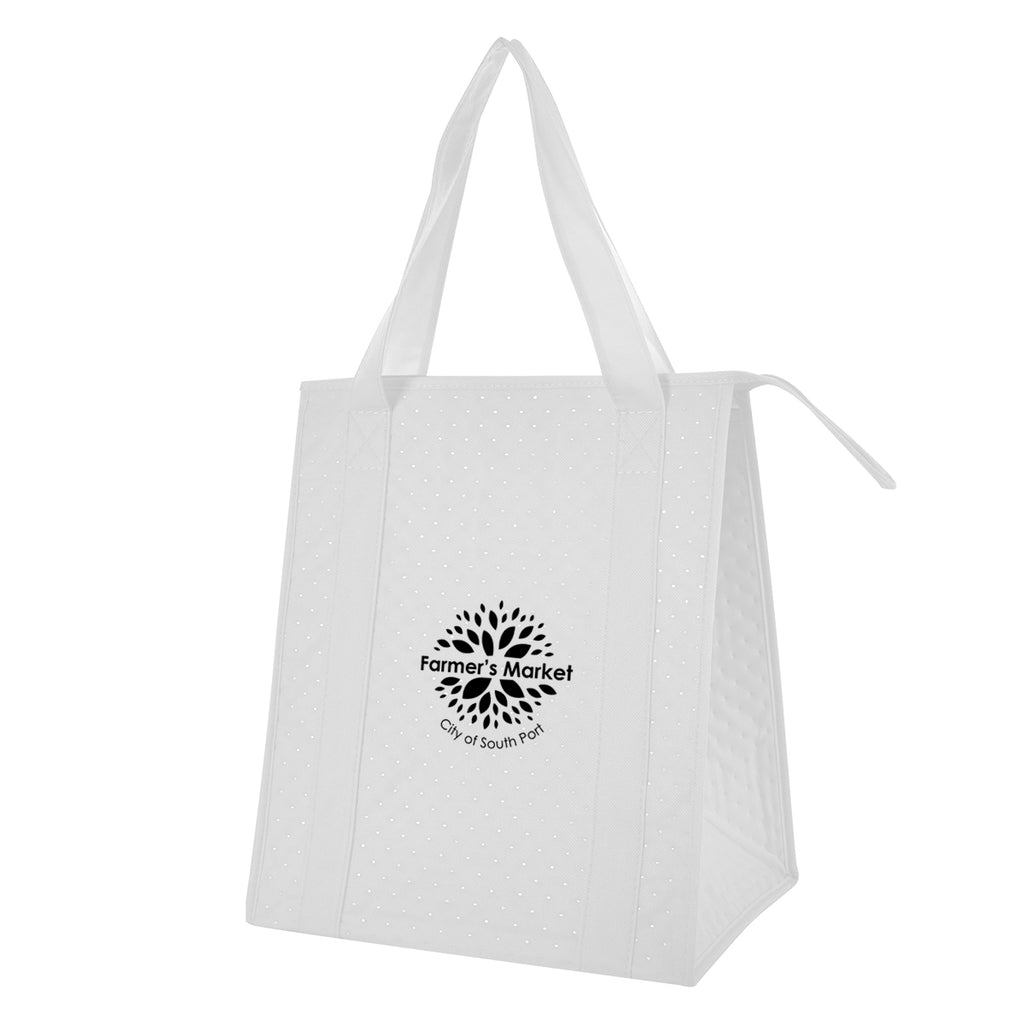 Dimples Cooler Tote Bag, Non-Woven - White - Silk Screen