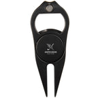 Divot Repair Tool with Bottle Opener and Ball Marker Laser Engraving - Black - Front