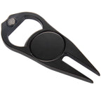 Divot Repair Tool with Bottle Opener and Ball Marker Laser Engraving - Black - Left Angle