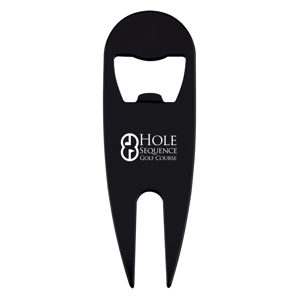Divot Tool and Bottle Opener - Black - Laser