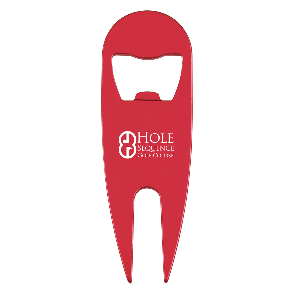 Divot Tool and Bottle Opener - Red - Laser