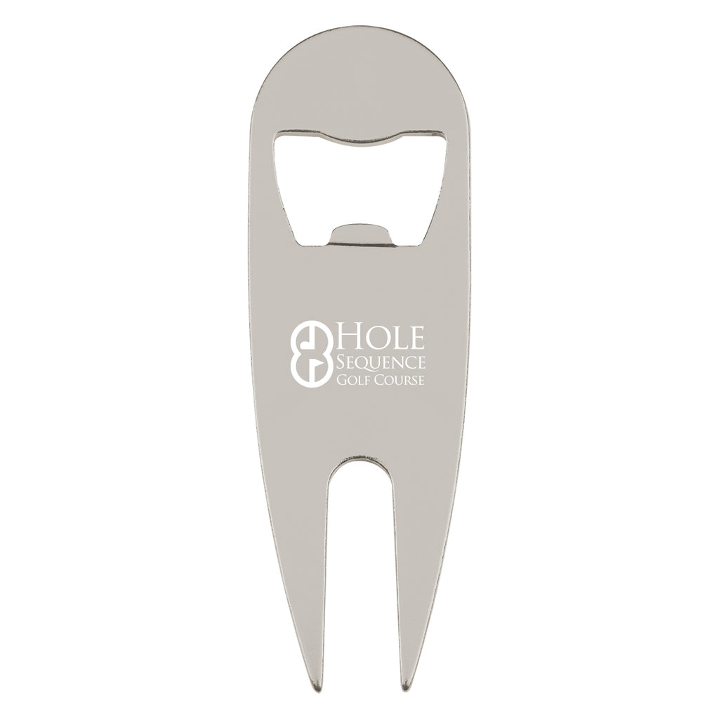 Divot Tool and Bottle Opener - Silver - Laser
