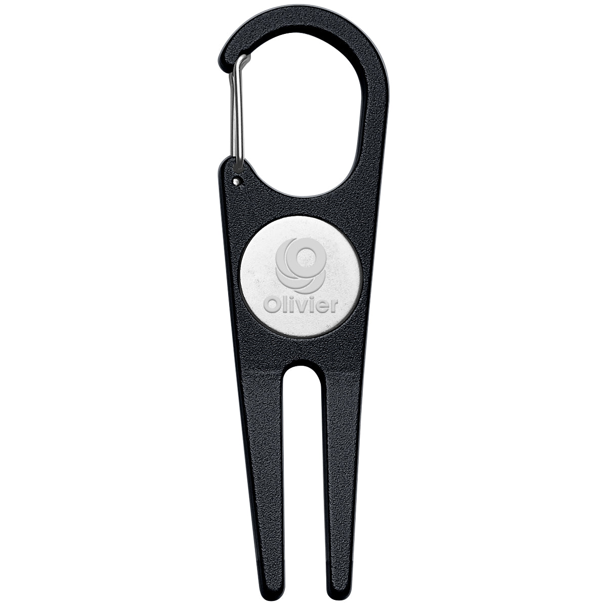 Divot Tool with Ball Marker, Aluminum - Black - Laser
