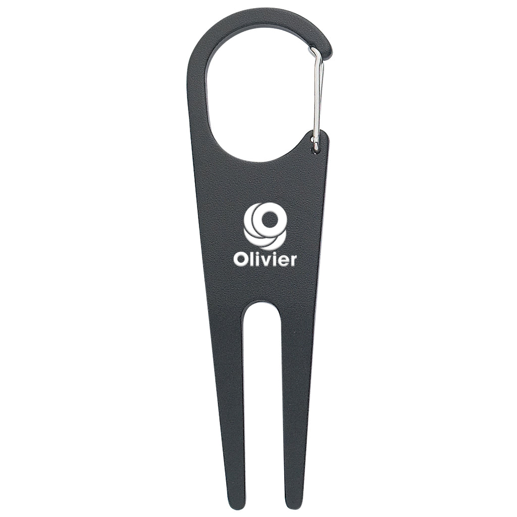 Divot Tool with Ball Marker, Aluminum - Black - Laser Engraving