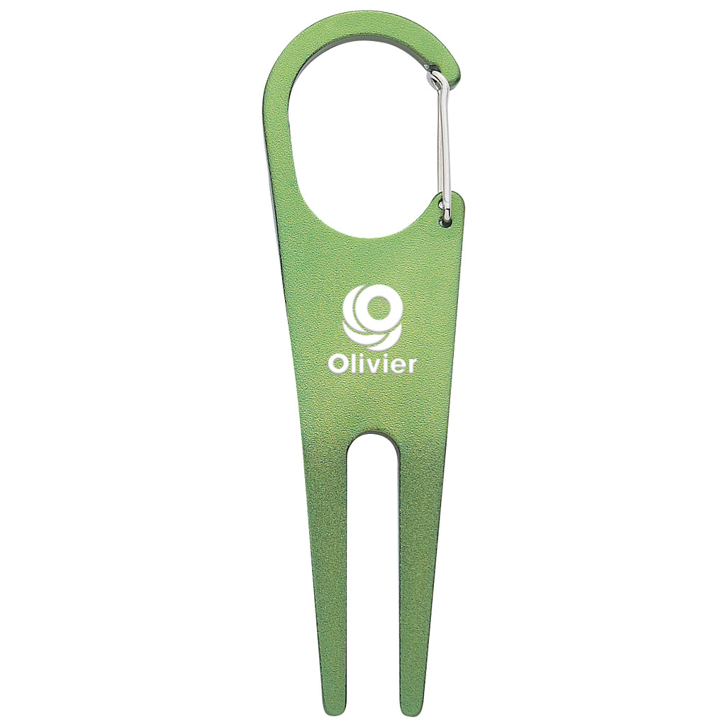 Divot Tool with Ball Marker, Aluminum - Green - Laser Engraving