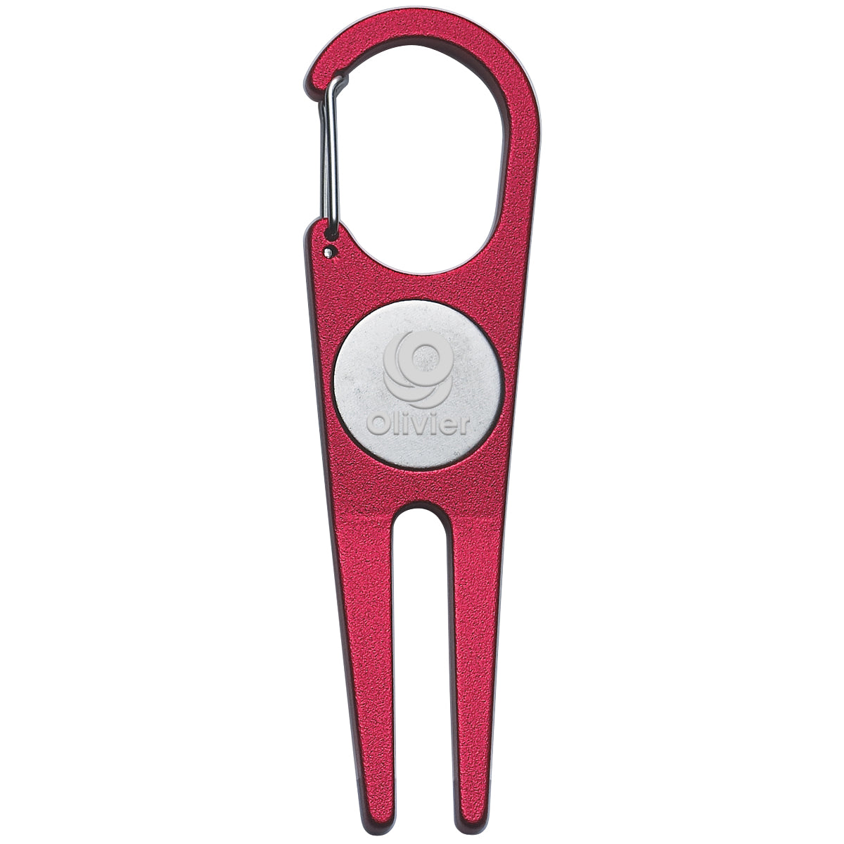 Divot Tool with Ball Marker, Aluminum - Red - Laser