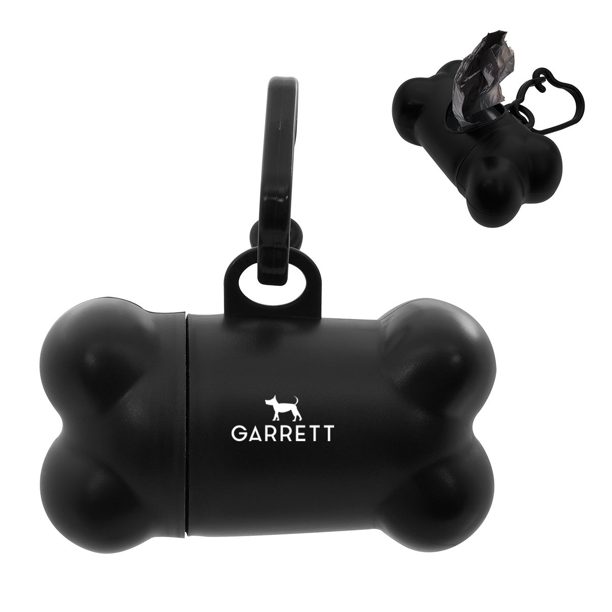 Dog Bag Dispenser Shaped Like a Bone - Black - Pad Print