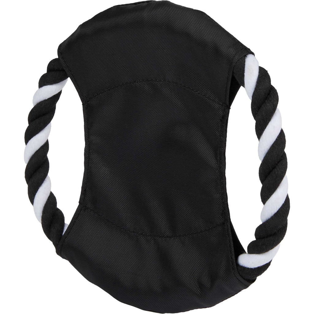 Dog Rope Flyer Toy in Recycled Nylon, 7 Inches Transfer - Black - Left Angle
