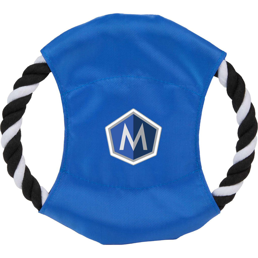 Dog Rope Flyer Toy in Recycled Nylon, 7 Inches Transfer - Blue - Front