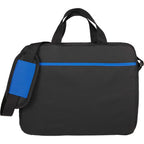 Dolphin Briefcase with Pen Sleeves and Shoulder Strap Embroidery - Blue - Back