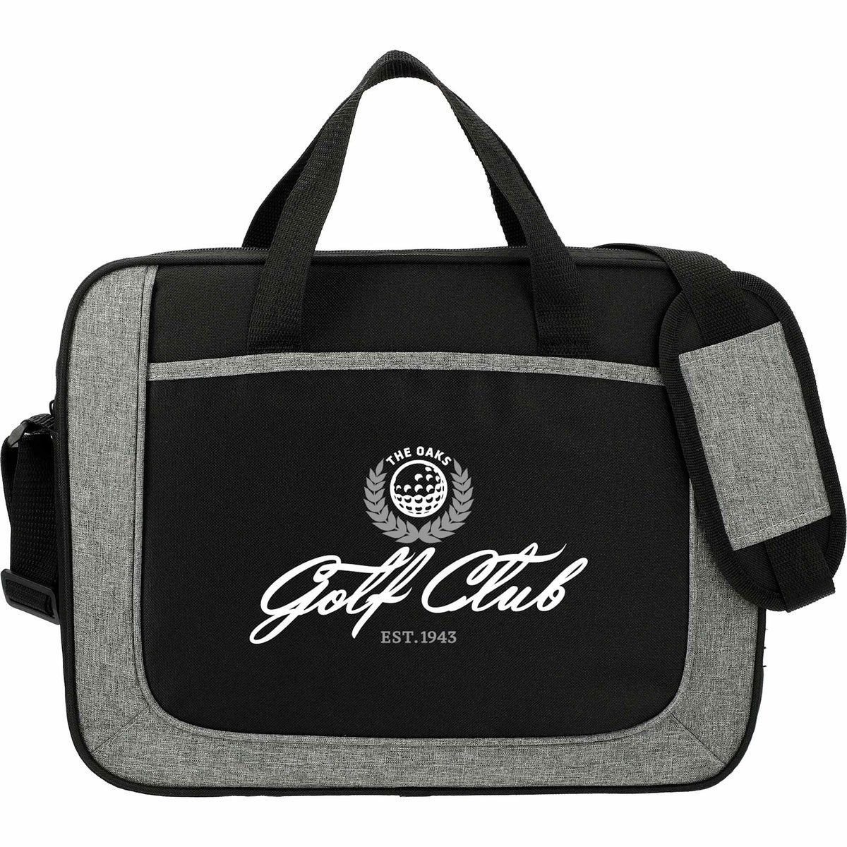 Dolphin Briefcase with Pen Sleeves and Shoulder Strap Embroidery - Graphite - Front 2