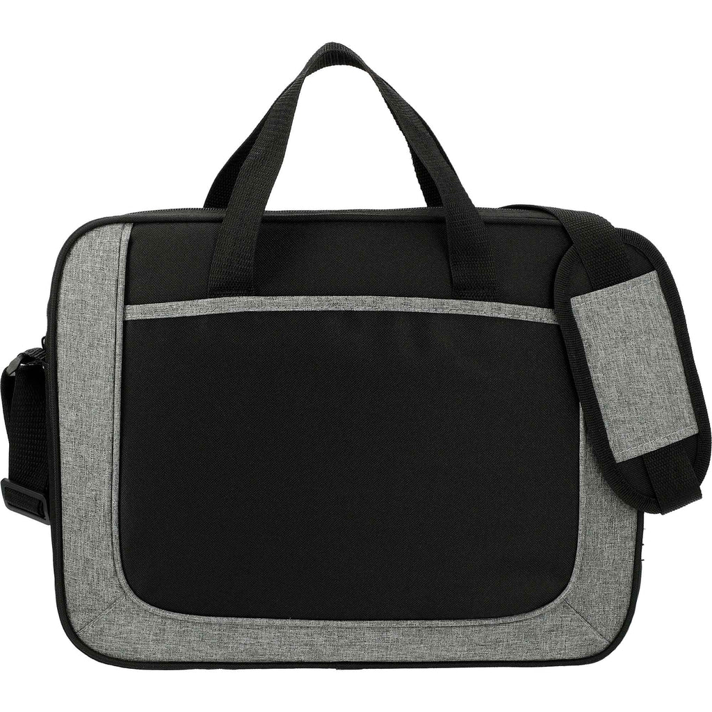 Dolphin Briefcase with Pen Sleeves and Shoulder Strap Embroidery - Graphite - Front