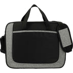 Dolphin Briefcase with Pen Sleeves and Shoulder Strap Embroidery - Graphite - Front