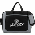 Dolphin Briefcase with Pen Sleeves and Shoulder Strap Embroidery - Gray - Front
