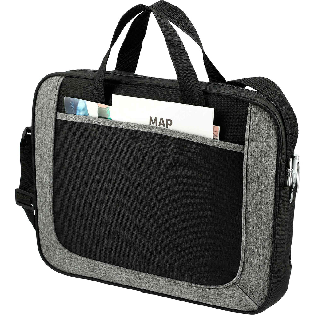 Dolphin Briefcase with Pen Sleeves and Shoulder Strap Full Color - Graphite - Left Angle