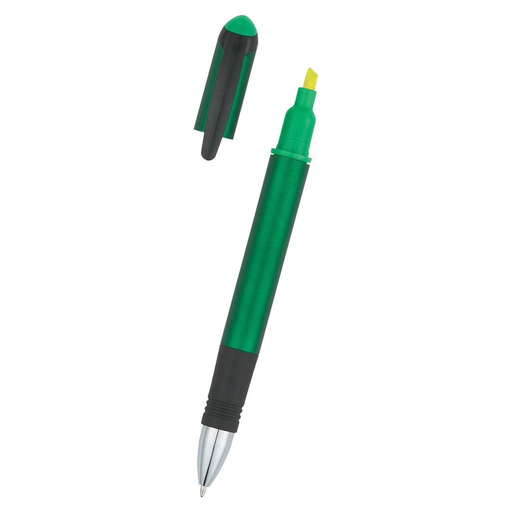 Domain Pen and Highlighter - Green - Open_Front_Blank